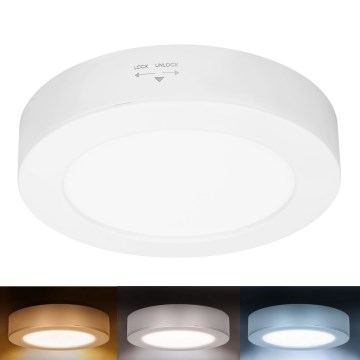 Panou LED 2 în 1 aplicat/încastrabil, 12 W, 230 V, selectabil 3000/4000/6000 K, Ø17 cm, IP54, alb