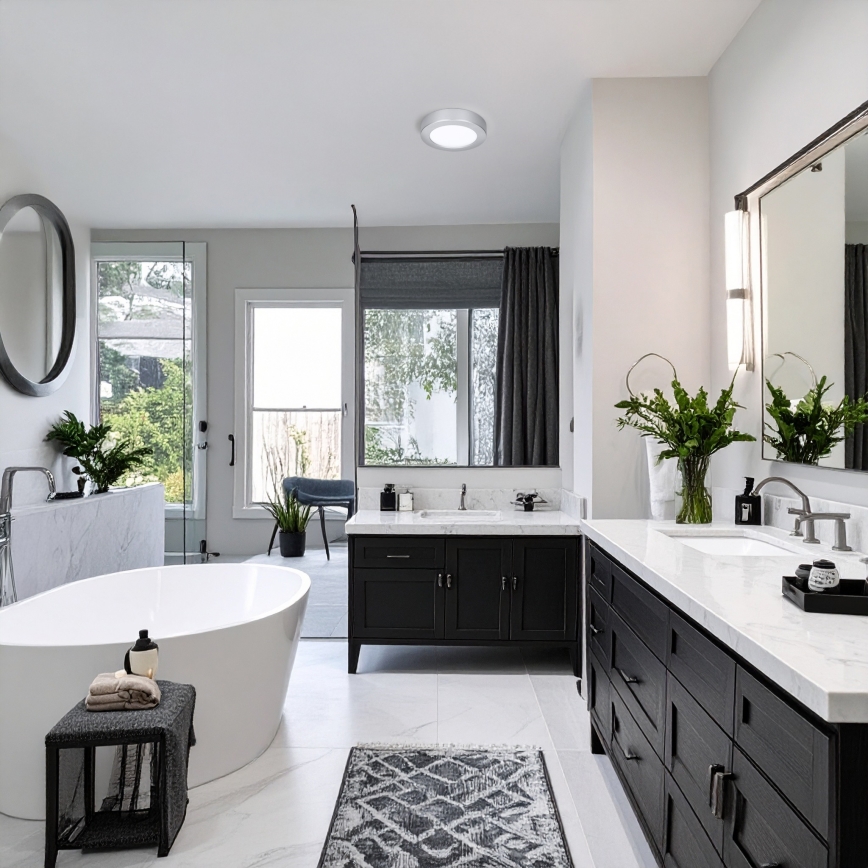 Panou LED 2-în-1 pentru montaj aplicat/încastrat LED/12W/230V 3000/4000/6000K Ø17 cm IP54 argintiu