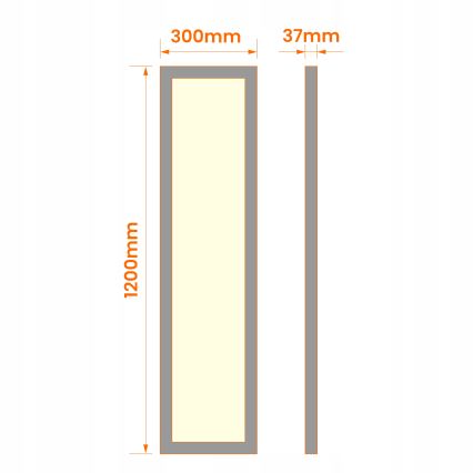 Panou LED aplicat 60W/230V 30x120 cm negru