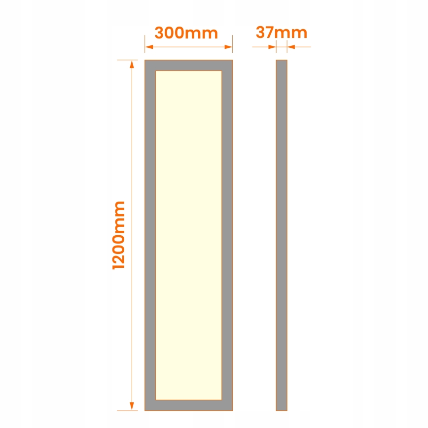 Panou LED aplicat 60W/230V 30x120 cm negru