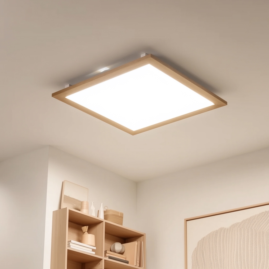 Panou LED aplicat Eglo SALOBRENA-RW WOOD LED/34W/230V 2700/4000K 64x64 cm maro