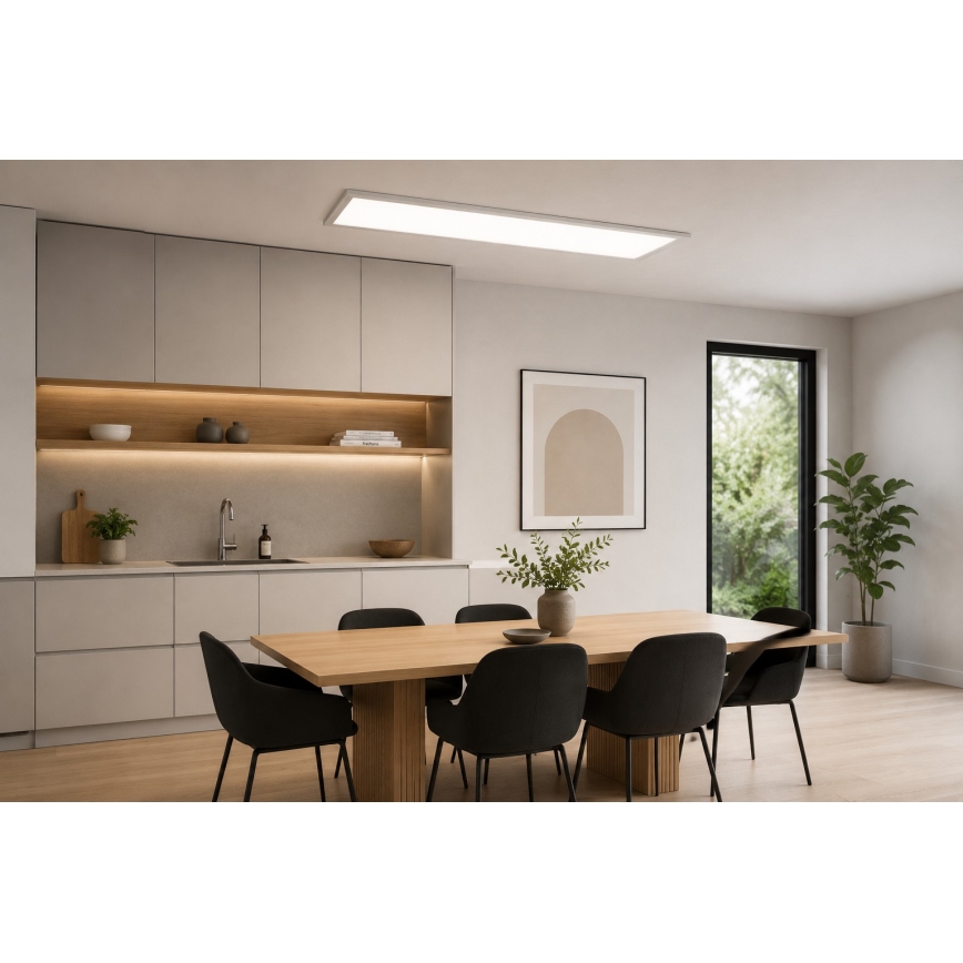 Panou LED RGBW aplicat, dimmabil, LED/13,5W/230V, 3000-6500K, 29,5x59,5 cm, argintiu + telecomandă