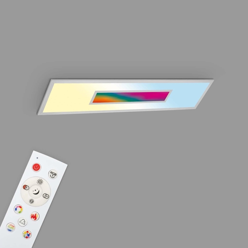 Panou LED RGBW reglabil 20W/230V 3000-6500K 25x100 cm argintiu + telecomandă