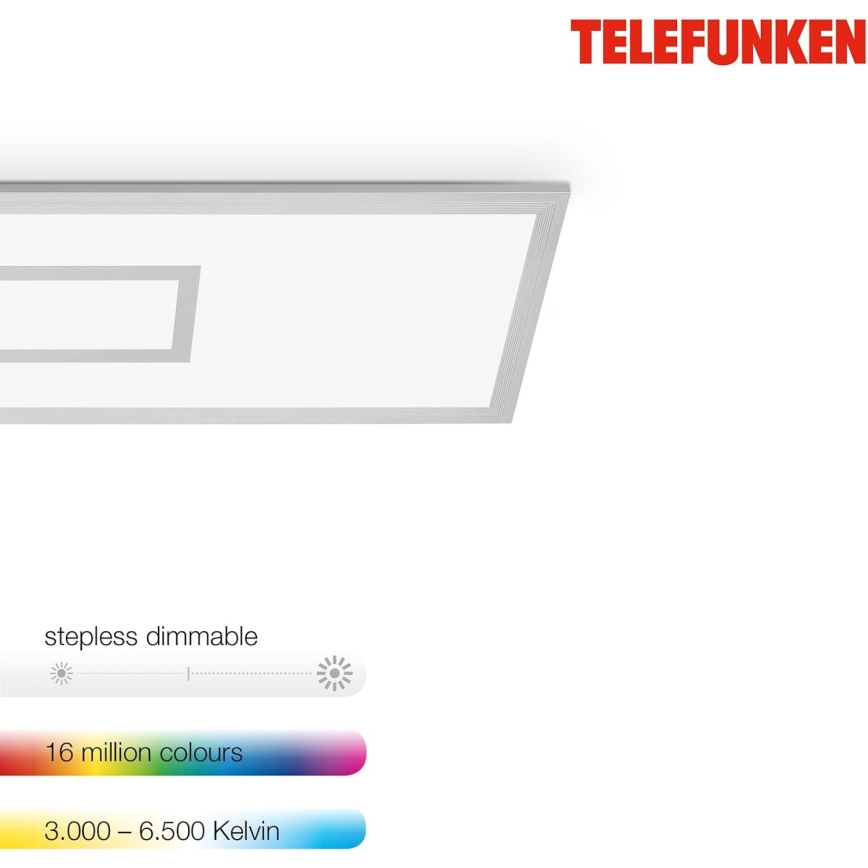 Panou LED RGBW reglabil 20W/230V 3000-6500K 25x100 cm argintiu + telecomandă