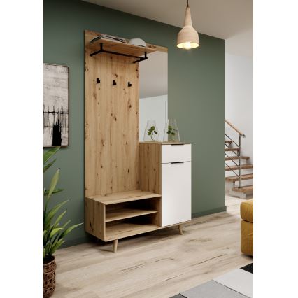 Panou pentru hol cu oglindă SVEN, maro/alb