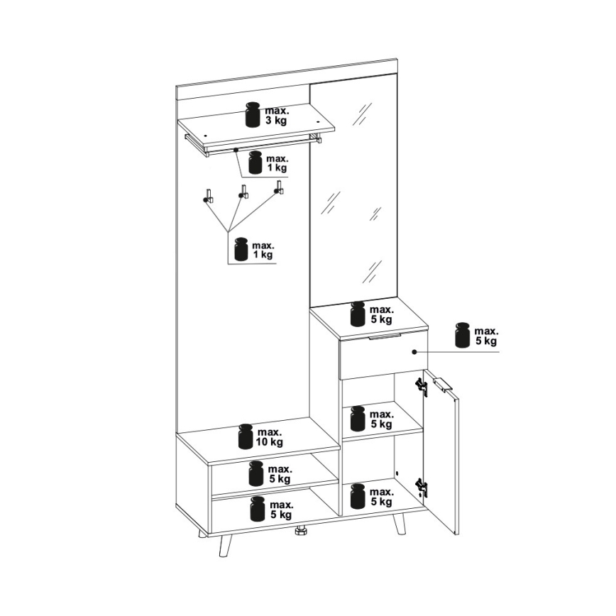 Panou pentru hol cu oglindă SVEN, maro/alb
