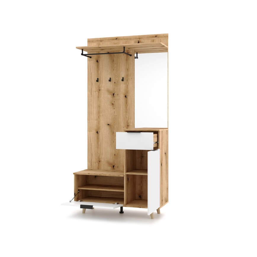 Panou pentru hol SVEN cu oglindă, maro/alb