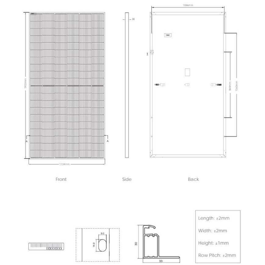Panou solar fotovoltaic JINKO N-type 480Wp cu ramă neagră IP68 Half Cut