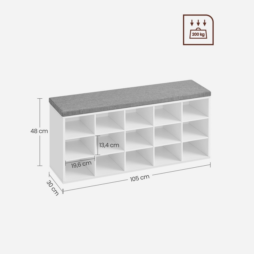 Pantofar VOREN 105x48x30 cm alb/gri