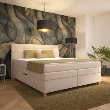 Pat boxspring BEA cu saltea, 160x200 cm, bej