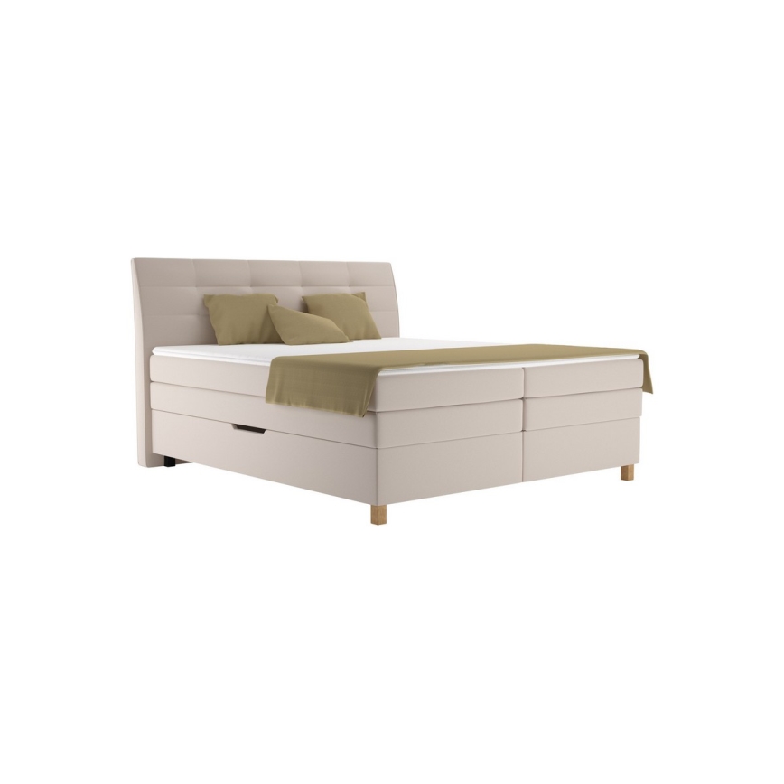 Pat boxspring BEA cu saltea, 160x200 cm, bej