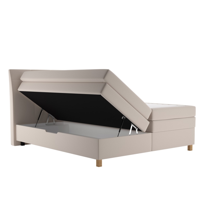Pat boxspring BEA cu saltea, 160x200 cm, bej