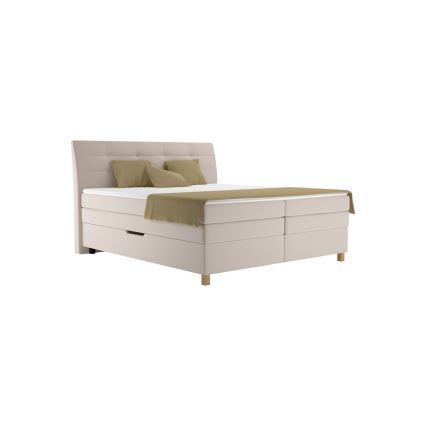 Pat boxspring BEA cu saltea 180x200 cm, bej