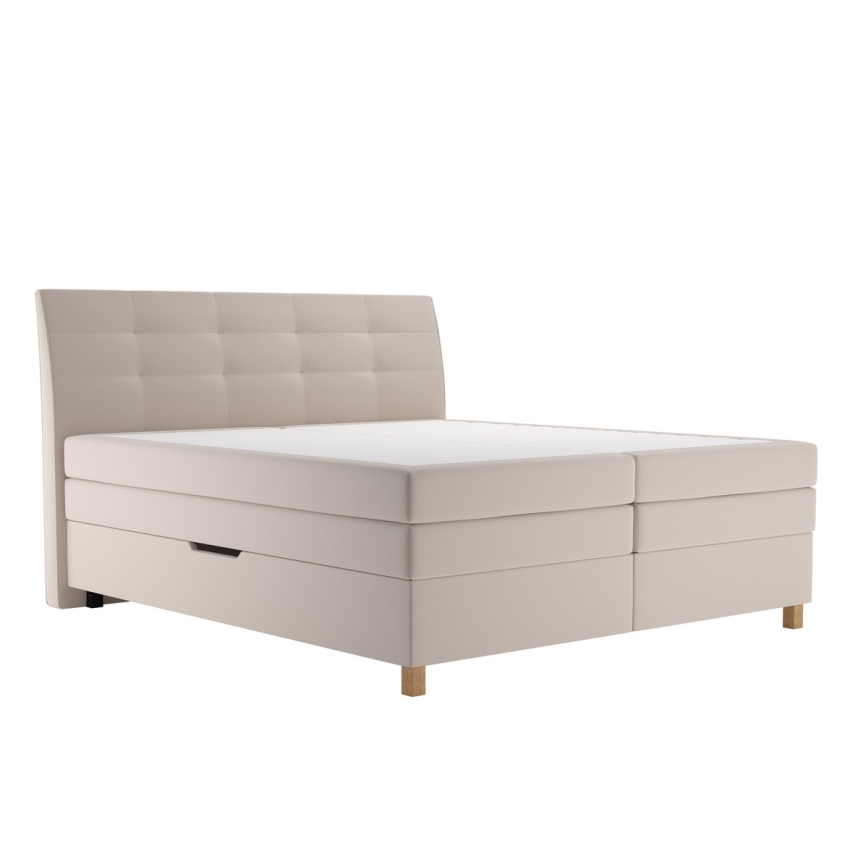 Pat boxspring BEA cu saltea 180x200 cm, bej