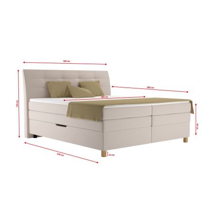 Pat boxspring BEA cu saltea 180x200 cm, bej