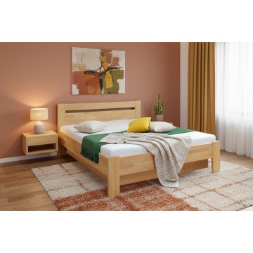 Pat dublu cu somieră și spațiu de depozitare din lemn masiv AMARA 180x200 cm fag