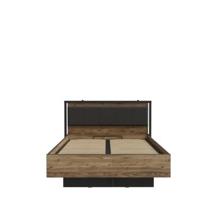 Pat dublu cu spațiu de depozitare OREN 140x200 cm, maro/negru