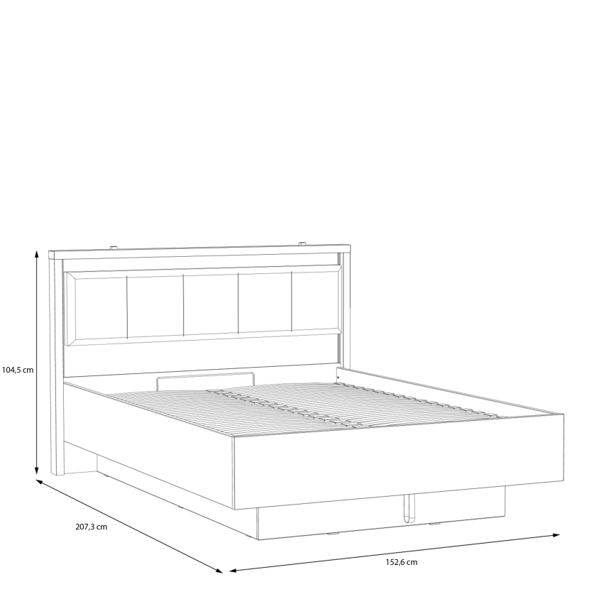 Pat dublu cu spațiu de depozitare OREN 140x200 cm, maro/negru