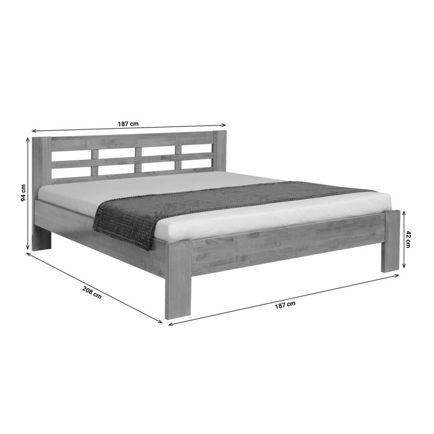 Pat dublu din lemn masiv ANGELA 180x200 cm nuc închis