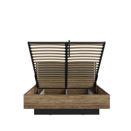 Pat dublu OREN 160x200 cm cu spațiu de depozitare maro/negru