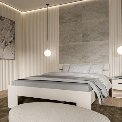 Pat dublu PIROA 160x200 cm, bej