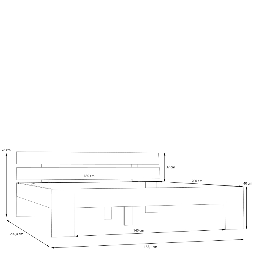Pat dublu PIROA 180x200 cm, bej