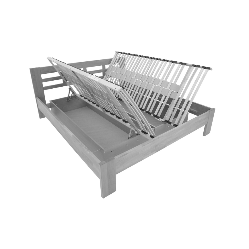 Pat matrimonial din lemn masiv cu spațiu de depozitare ANGELA 180x200 cm alb