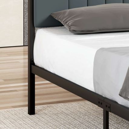 Pat metalic dublu LUNOR 140x200 cm, antracit, sarcină maximă 200 kg