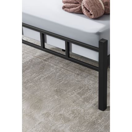 Pat metalic dublu ORMEL 120 x 200 cm, negru, capacitate de încărcare 120 kg