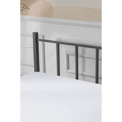 Pat metalic dublu ORMEL 120 x 200 cm, negru, capacitate de încărcare 120 kg