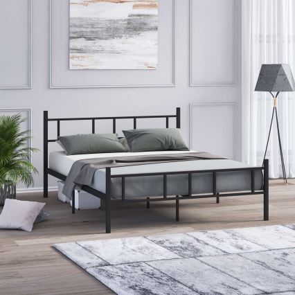 Pat metalic dublu PIRON 120 x 200 cm, negru, capacitate portantă 120 kg