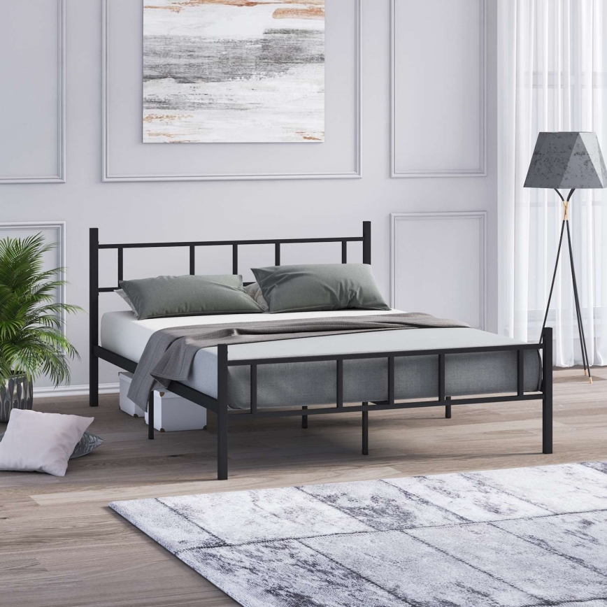Pat metalic dublu PIRON 120 x 200 cm, negru, capacitate portantă 120 kg