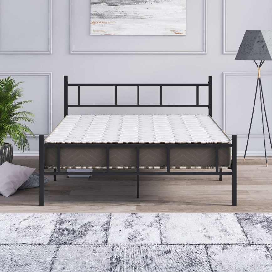 Pat metalic dublu PIRON 120 x 200 cm, negru, capacitate portantă 120 kg