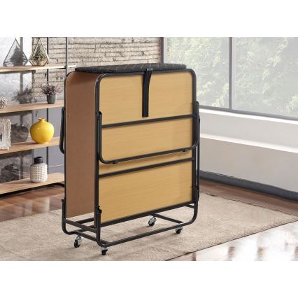 Pat metalic pliabil HERON, 90 x 204 cm, pentru o persoană, cu saltea, alb