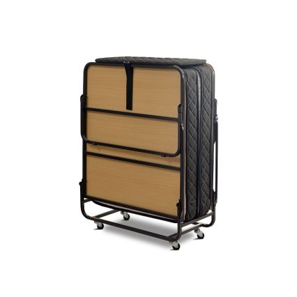 Pat metalic pliabil HERON, 90 x 204 cm, pentru o persoană, cu saltea, alb