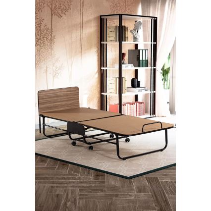 Pat metalic pliabil pentru o persoană cu saltea HERON, 80 x 190 cm, alb, capacitate de încărcare 120 kg