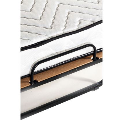 Pat metalic pliabil pentru o persoană cu saltea HERON, 80 x 190 cm, alb, capacitate de încărcare 120 kg