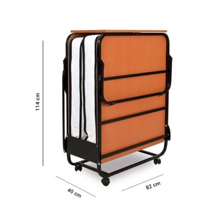 Pat metalic pliabil pentru o persoană cu saltea HERON, 80 x 190 cm, alb, capacitate de încărcare 120 kg