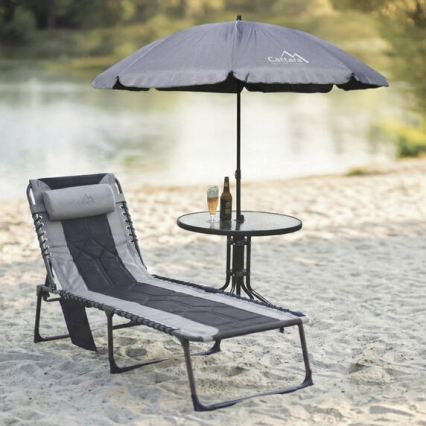 Pat pliabil pentru camping, gri