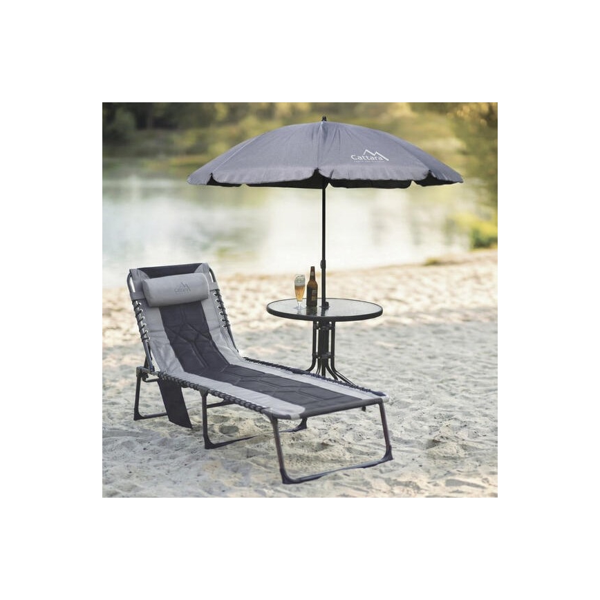 Pat pliabil pentru camping, gri