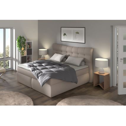 Pat de tip boxspring cu saltele și topper SOFIA 180x200 cm bej