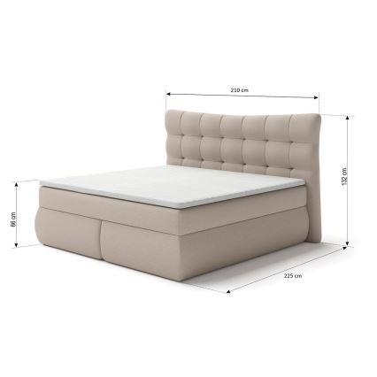 Pat de tip boxspring cu saltele și topper SOFIA 180x200 cm bej