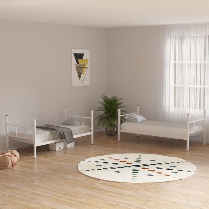Pat supraetajat metalic MAVEN 90x200 cm, alb, capacitate de încărcare 2 x 100 kg