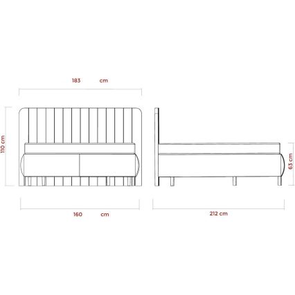 Pat tapițat ALEXA 160 x 200 cm, bej, cu saltele și spațiu de depozitare