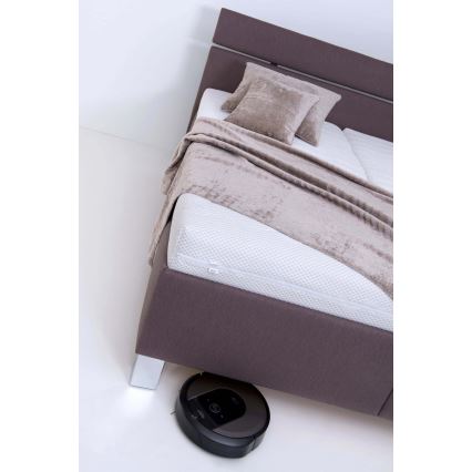 Pat tapițat ALIS 180 x 200 cm, cu saltea și spațiu de depozitare, maro