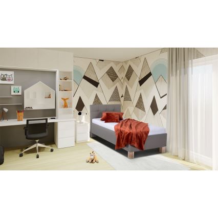 Pat tapițat cu saltea și spațiu de depozitare MARIA ONE 90 x 200 cm, nuanță taupe