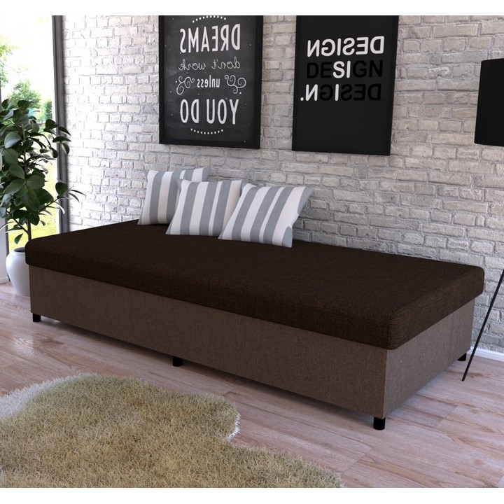 Pat tapițat cu spațiu de depozitare CORY 80x200 maro