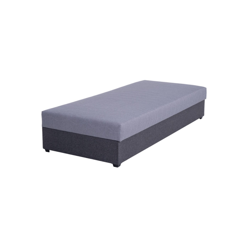 Pat tapițat cu spațiu de depozitare JACOB XL, 90x200 cm, capacitate 130 kg, gri