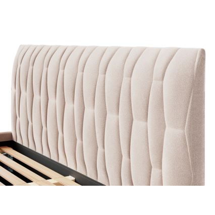 Pat tapițat FLORA, 160x200 cm, bej, fără saltea