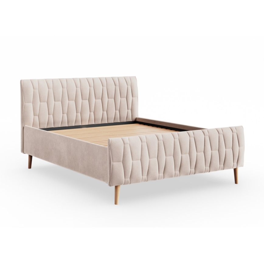 Pat tapițat FLORA 180x200 cm, fără saltea, bej